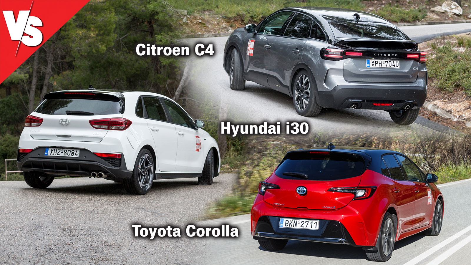Ποιο μικρομεσαίο στα 140 άλογα; Citroen C4 Vs Hyundai i30 Vs Toyota Corolla Hybrid